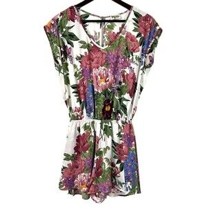 Show Me Your Mumu Women Size Small Boho Romper Floral V Neck Wedding Festival H2